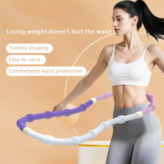 Weighted Soft Spring Hoop Waist-Friendly Foldable Fitness Hoop Portable Home Gym Men Women Adults Body Waist Slimming Exercise Equipment