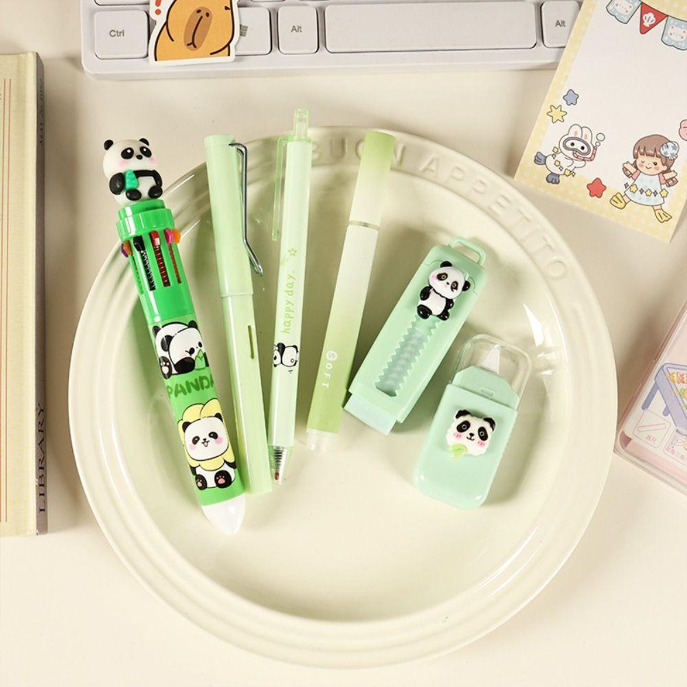 Portable Stationery Set 6-in-1 Ballpoint Pen Durable Pencil Eraser Students Gift