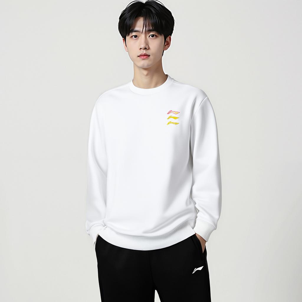 Li-Ning Минималистичный Модный Энергичный Трендовый Пуловер с Круглым Вырезом Спортивный Образ Жизни Удобная Универсальная Толстовка Унисекс толстовка AWDVH01-2