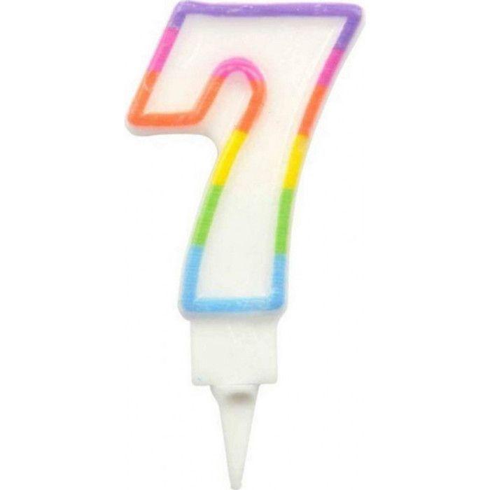 Bougie D'anniversaire Chiffre 7 - Multicolore - Hauteur 7.8 Cm