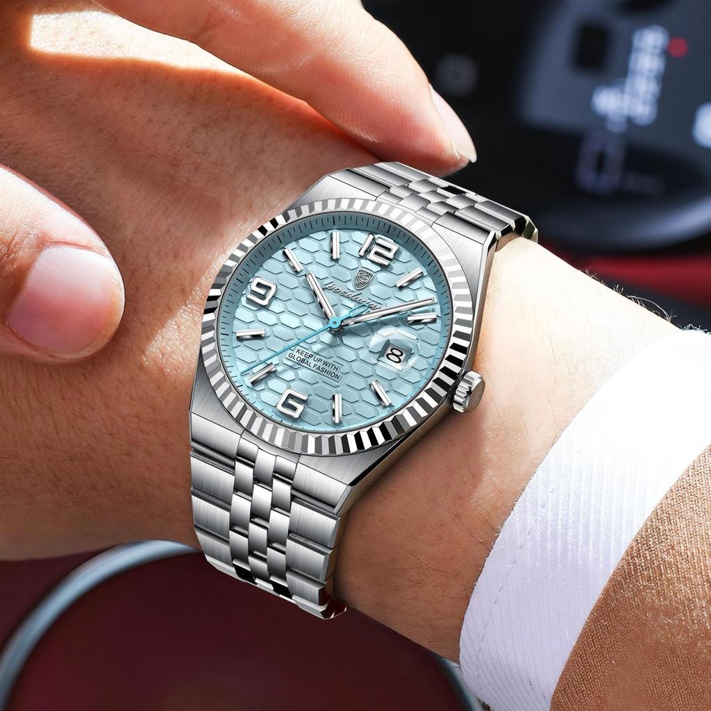 Роскошные мужские кварцевые часы делового стиля, водонепроницаемые, с люминесцентной подсветкой, с датой, из нержавеющей стали, наручные часы, мужские, Relogio Masculino