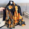 Print Large Shawl Wraps Black Scarf For Travel Women Luxury Brand Satin Headband Hijab Turban Foulard Summer Beach Stoles