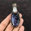 Charoite Copper Wire Wrapped Pendant Rainbow Moonstone Pendant Handmade Pendant Gemstone Jewelry Gift For Mom Unique Copper Design Jewelry
