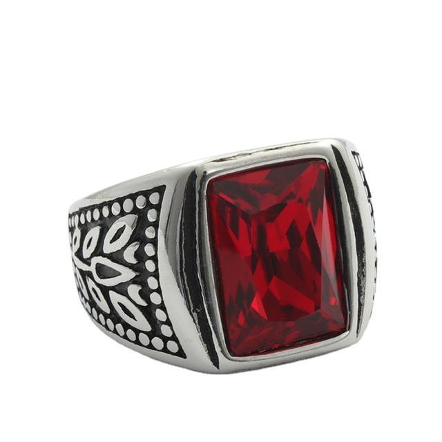Винтажное кольцо с черным камнем для мужчин, кольцо из нержавеющей стали с зеленым/красным камнем для женщин, амулет, ювелирное изделие, подарок