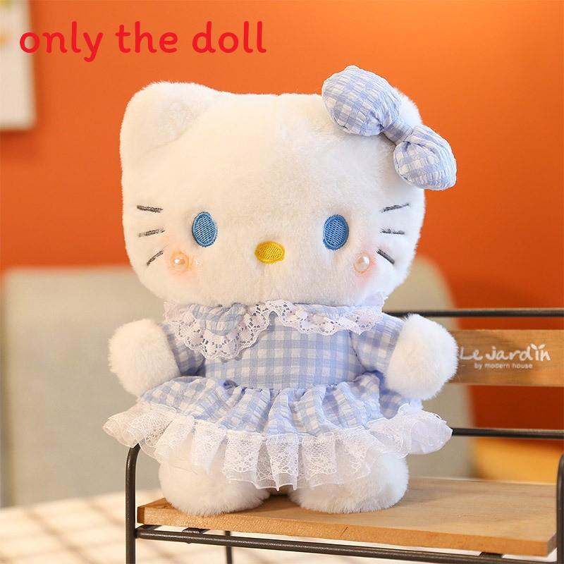 Hello Kitty Plush Toy With Checkered Dress And Bow Decor For Collectors And Kids