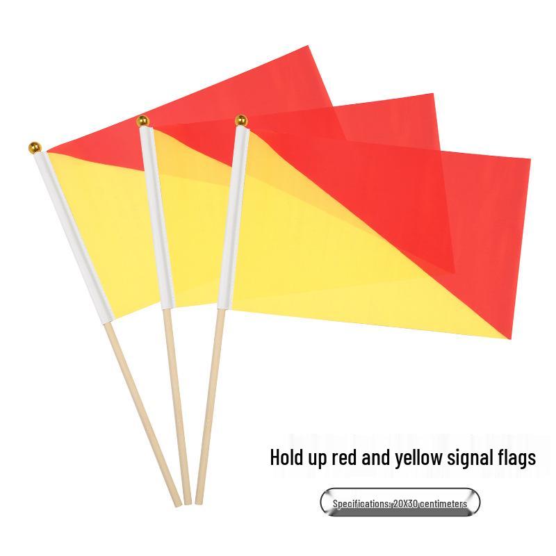Marine Signal Flags Set: Red & Yellow Semaphore Training Flags for Military, College, or Exercise Use, Sized 20x30cm & 30x45cm
