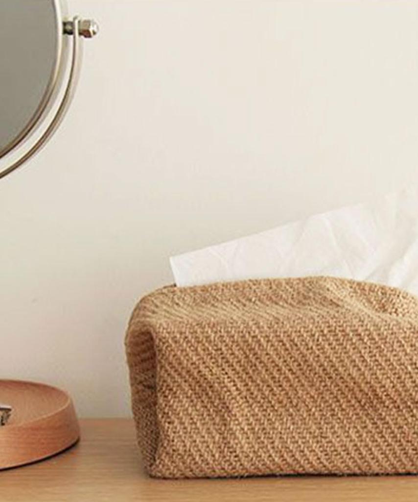 Tissue Case, Tissue Box, Tissue Cover, Cotton, Linen, Natural Fiber, Naturally Derived Plant Fiber, Cute, Stylish, Natural, Compact, Simple (Type D)