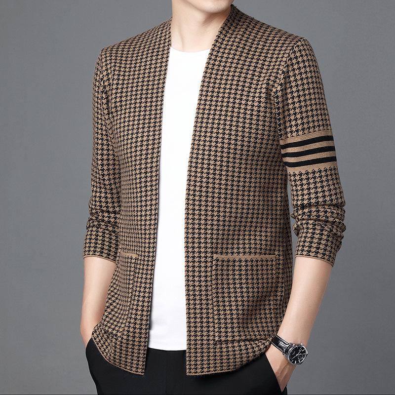 Young and Middle-aged Men's Spring New Sweater Cardigan Coat Korean Version of Casual Top Tide
