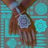 6 Sheets Lasting Henna Tattoo Stickers Blue Luminous Lace Fake Tattoos  Hand Finger