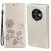 Текстурированный кожаный чехол-книжка с розой для TECNO SPARK 30C 4G, кошелек, слоты для карт, корпус