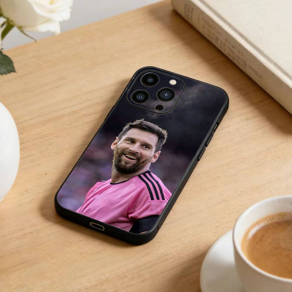 Чехол для телефона Футбольная звезда Месси Для iPhone 17 16 15 14 13 12 Max Plus Силиконовый Черный Чехол