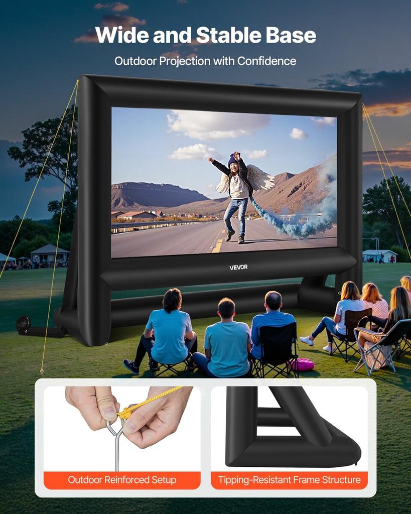 20 ft Inflatable Movie Screen 16:9 600D Movie Projection with Portable Bag