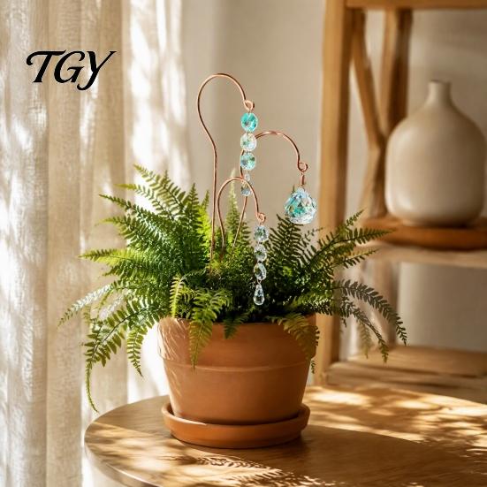 Indoor Hanging Garden Decorations Small Trellis with Faux Crystal Prisms Suncatchers for Plant Decorations, Planter Rainbow Maker, Wedding Table