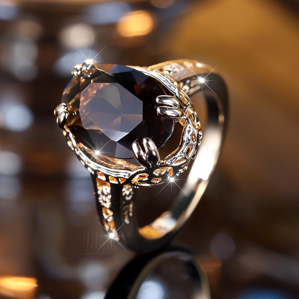 Роскошные кольца в форме яйца с кубическим цирконием для женщин и мужчин, обручальные кольца цвета желтого золота, ювелирные изделия, подарок