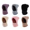 Winter Ladies Hat with Scarf Knitted Thick Plush-lined Windproof Pom-pom Hat Full Protecting Cycling Outdoor Cap Elastic Headwear