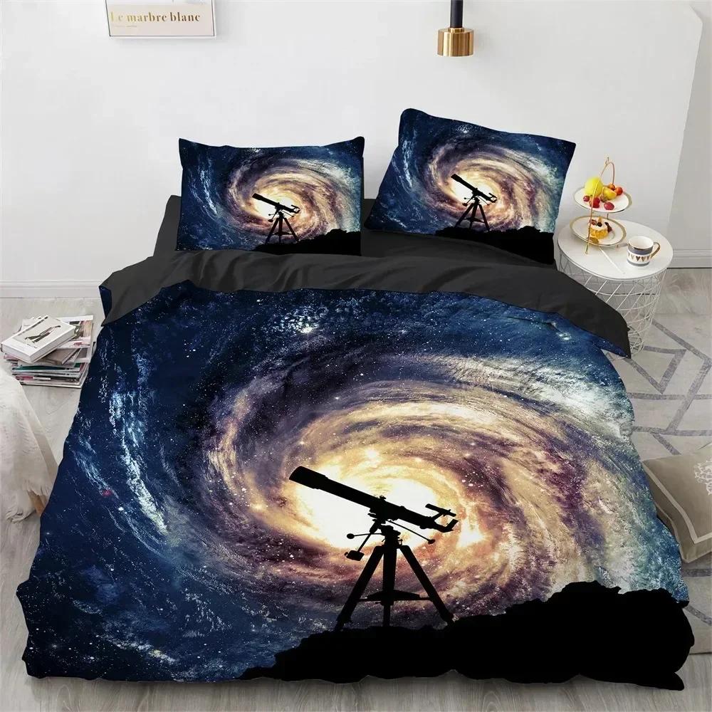 Комплект постельного белья Galaxy Planet Universe Sky Синий Земля Космос Астрономия Полиэстер Пододеяльник Простыня Принт Наволочка для подушки Кровать