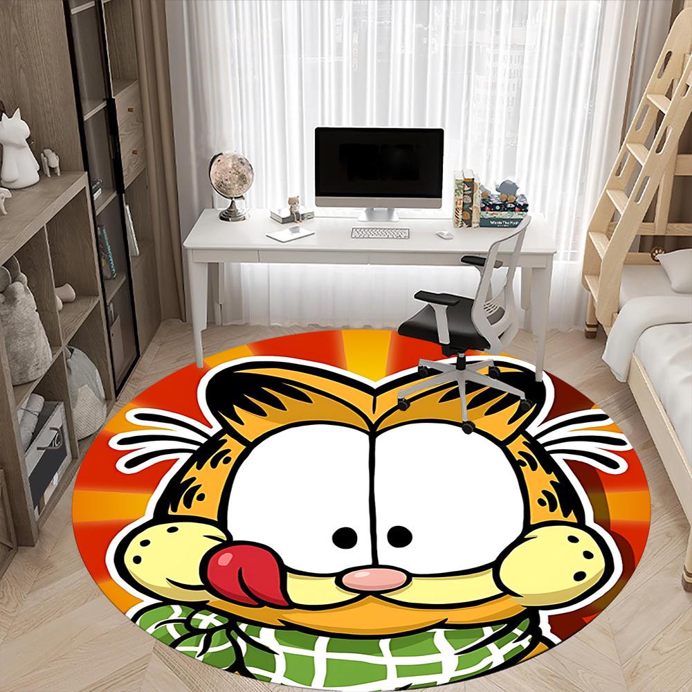 1pc Garfield, Cat Chair Carpet for Office Non-Slip, Soft & Comfortable, Carpet for Office, Gaming, Lightweight Round Floor Mat
