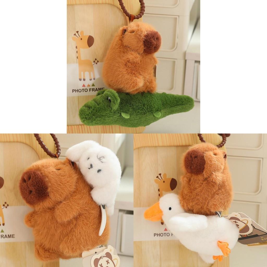 Lovely Capybara Pull String Plush Keychain Available In Various Charming Animal Designs