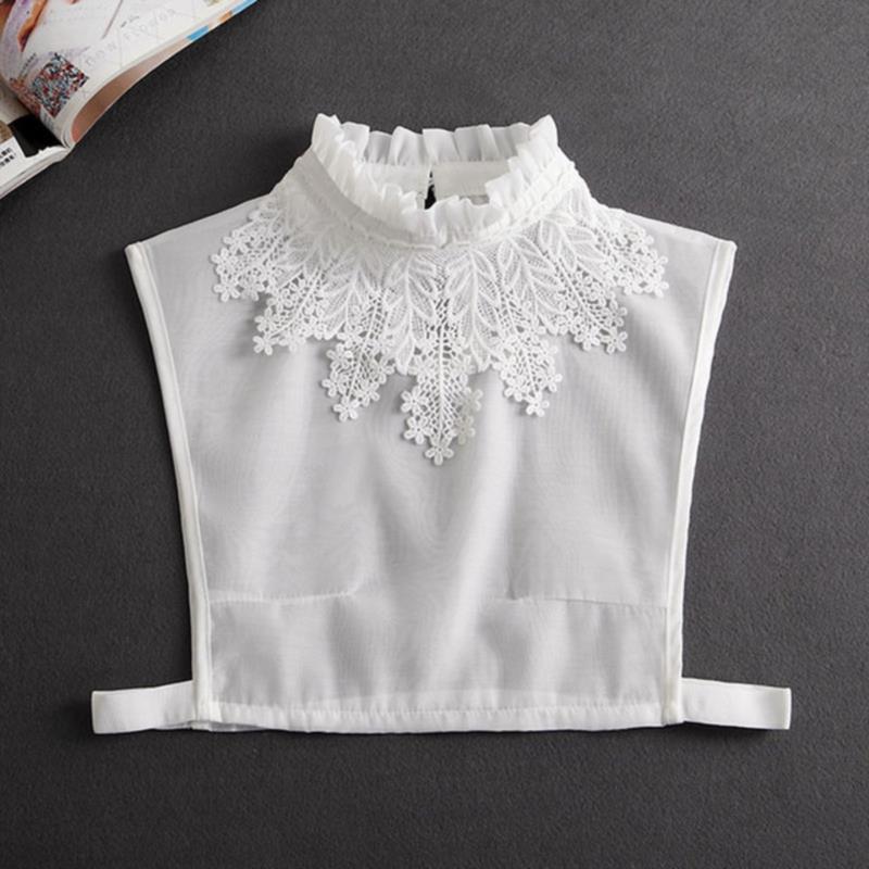 Fashion White Fake Collar Women Detachable Collars Black Woman False Collar Lace Removable Half Shirts Tie Top Collars Decor