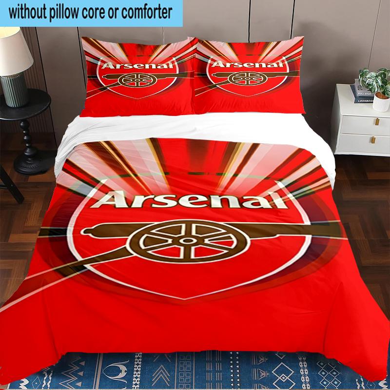 Arsenal Football Club Crest 3PCS Bedding Set 2D Printing (Includes 1 Duvet Cover + 2 Pillowcases Coreless), Bedroom decor,Fan gift