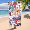 Кот 1 шт. Кот Милый Мультяшный Узор Пляжное Полотенце, Большое Мягкое Впитывающее Защита от Солнца Легкое Полотенце для Пляжа Душа Плавания