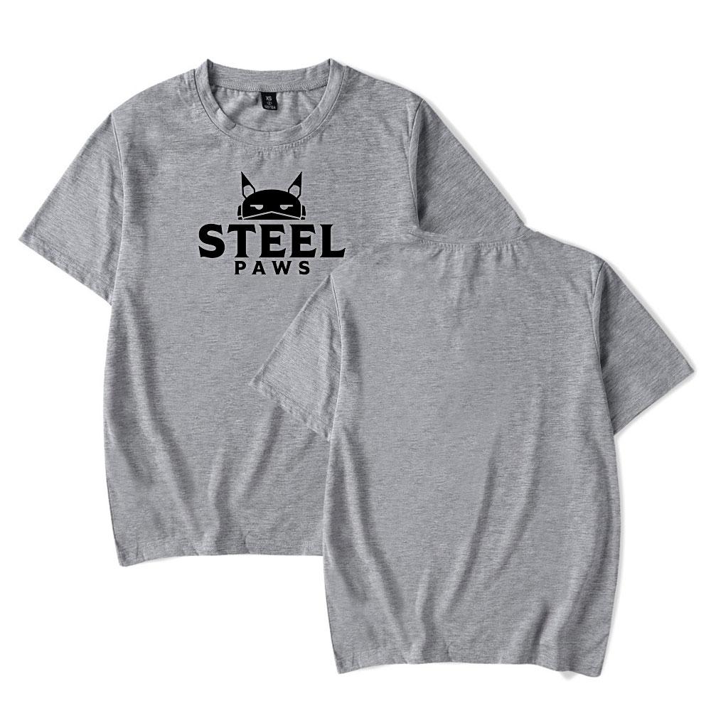 Летние футболки Steel Paws для женщин и мужчин с принтом в виде мультфильмов, с круглым вырезом, с короткими рукавами, модная мужская одежда, уличная одежда