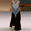 2024 Retro Multicolor V-Neck Sleeveless Long Dress
