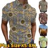 Casual Lapel T-shirt Young Men's Fashion Zipper T-shirt Short Sleeve T-shirt Men's 3D Golden Chain Print T Shirt
