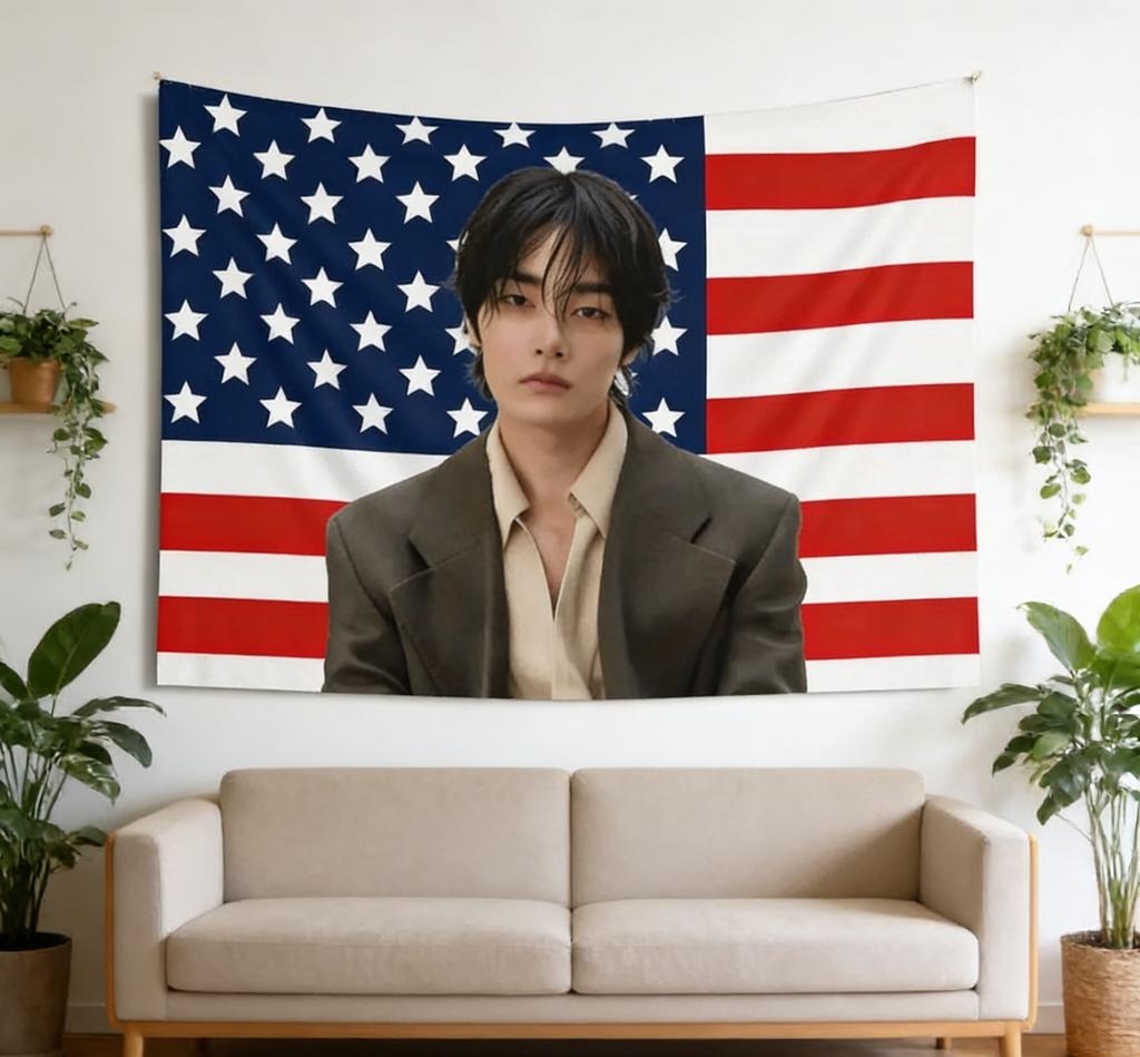 1 шт. SKZ Флаг США Яркий Гобелен Подарок для Фаната K-pop Группы Декор Стены Комнаты в Общежитии