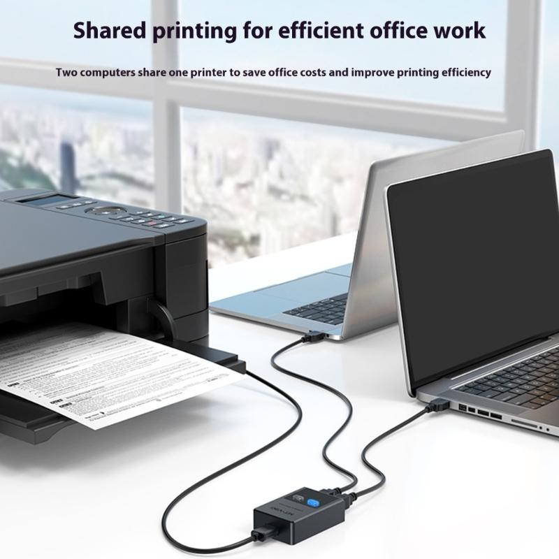 Многопортовый USB 2.0 Коннектор для Принтера, Подключение к Нескольким ПК, Скорость Передачи 20,7 МБ/с, Компактное Устройство со Световым Индикатором для Общих Рабочих Станций