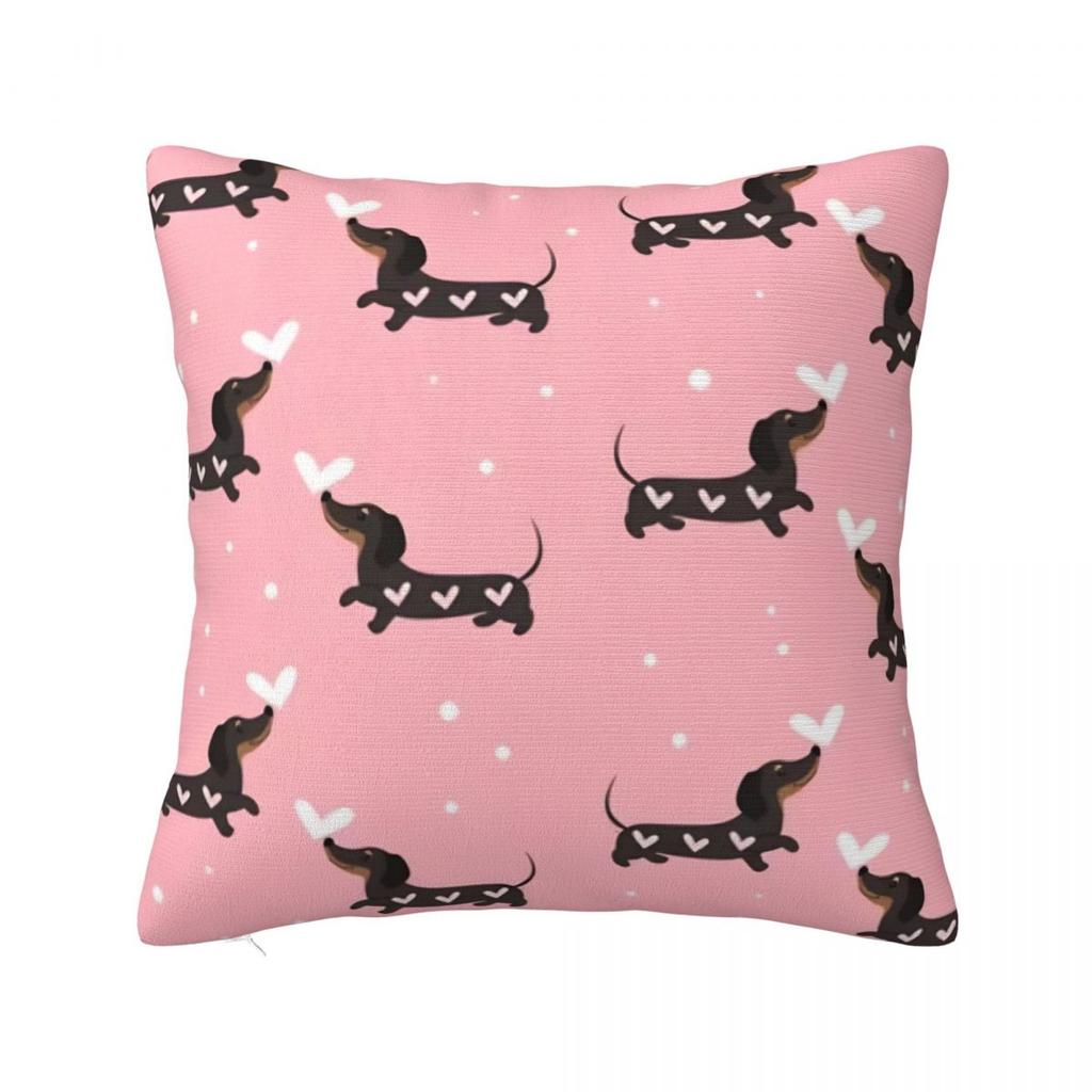 Dachshund Dog Square Pillow Covers Polyester Home Wiener Sausage Doxie Cushion Case Cute Decor Pillowcase 4040