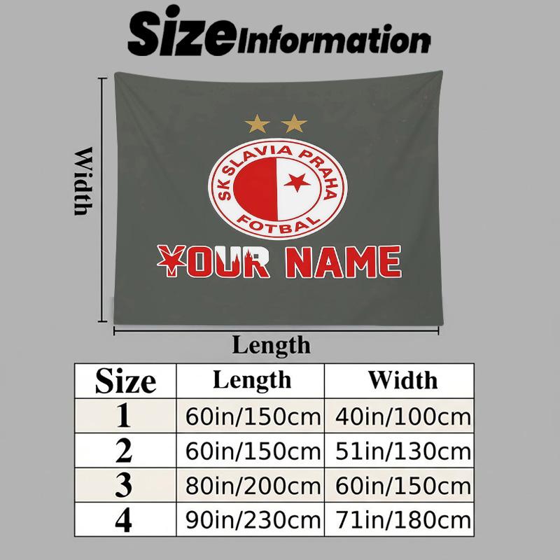 Custom Name SK Slavia Praha2 Printed Tapestry – Wall Hanging for Bedrooms, Dorms, and Home Decor
