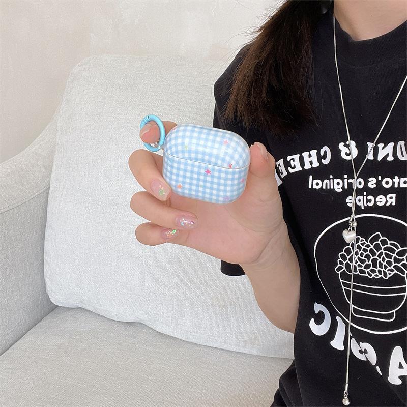 Korean blue plaid star AirpodsPro1 earphone case for Apple 1/1/1 generation wireless Bluetooth case