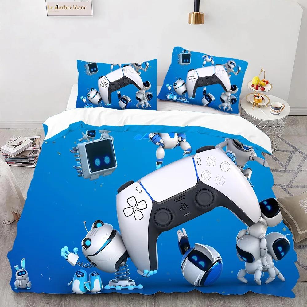 Astro Bot Cute Cartoon Bedding Set Duvet Cover Pillow Case Single Double King Size Adult Boys Bedroom