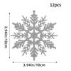 12 Pcs Pink Glitter Plastic Snowflake Ornaments 10cm Hollow Christmas Tree Hanging Decorations For Holiday Party Festival Supplies