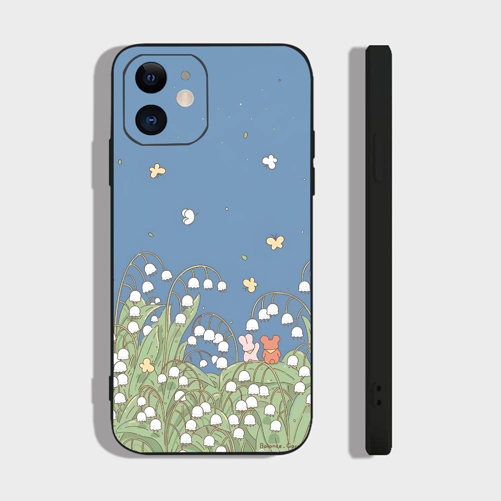 Милый рисунок для iPhone 13,17,11,12,16,14,15,Plus,Pro Max Мягкий силиконовый черный чехол для телефона