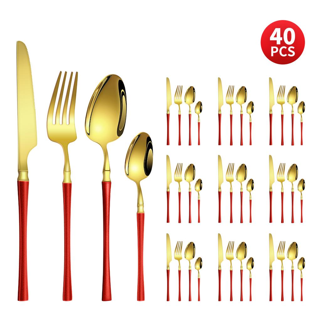 Нержавеющая сталь с небольшой талией, нож для западной еды/стейка, вилка и ложка, десертная ложка, столовые приборы, набор из 24 предметов, подарочный набор