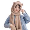 Cute Bear Ear Hat Scarf Gloves Set Winter Women Novelty Caps Warm Casual Plush Hats Casual Solid Fleece Girl Kawaii Accessories