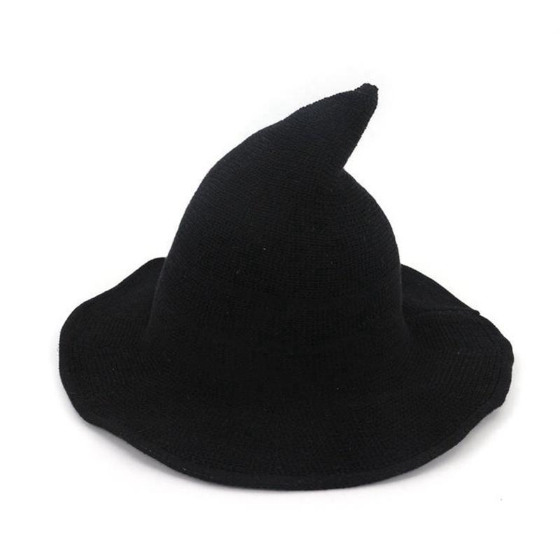 Modern Witch Hat Knitting Hat Masquerade Adult Kids Halloween Witch Hats Cosplay Costume Hat Halloween Accessories Horror Party Fancy Dress Decor