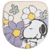 Senko Snoopy Flower Toilet Lid Cover with Adhesive Sheet, Compatible with Regular and Washlet Toilets, Blue, Character and Animal Design, 66931