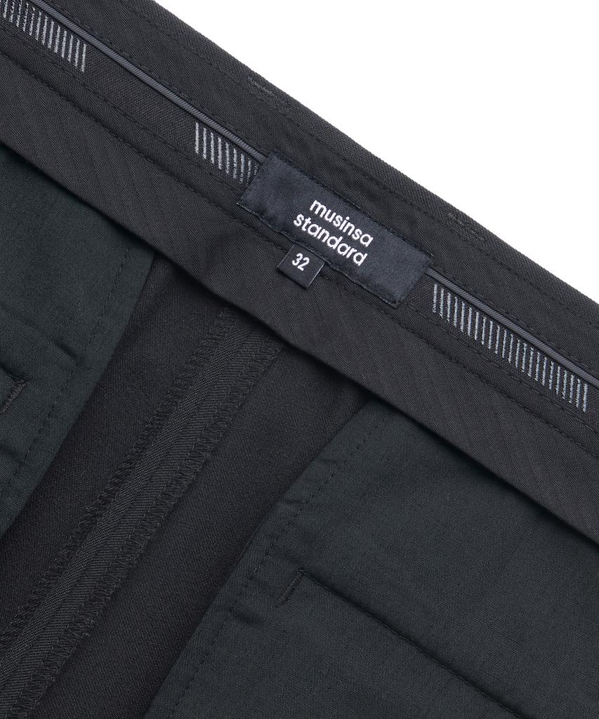 MUSINSA STANDARD Semi-Wide Slit Hidden Banding Slacks [Dark Gray]