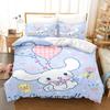 Cartoon Cinnamoroll Microfibre Bedding Sets, Children's Duvet Cover with Zip Room Decor for Teenagers Adult Duvet Cover