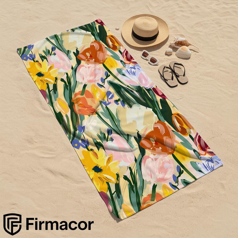 Painterly Tulip Cartoon Anime Beach Towel Microfiber Quick Dry Super Absorbent Soft Bath Towel for Kids Adults Travel