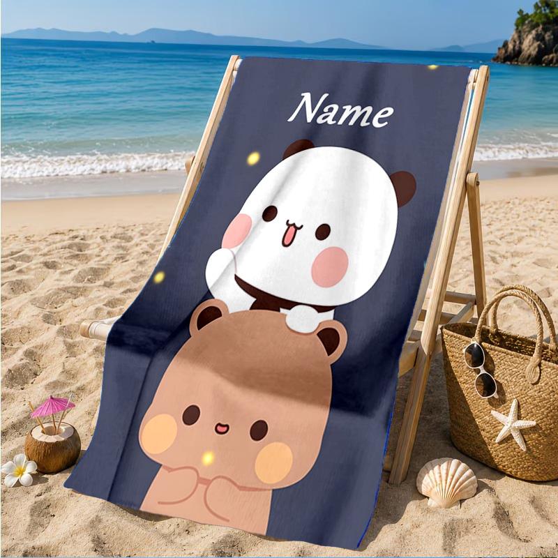 Custom Name Beach Towel Bobo Dudu Microfiber Beach Towel, Lightweight for Summer Travel, Swimming Pool Fan Birthday Gift