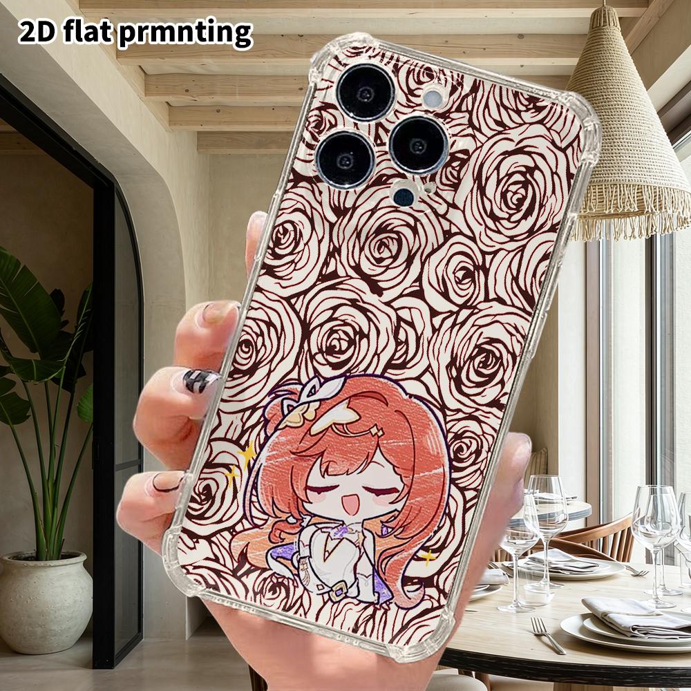 Чехол для телефона: 2D плоский, подходит для iPhone 18 17 16 15 14 13 Pro, прозрачный защитный чехол с четырьмя углами, мультяшные персонажи, Рождество и Хэллоуин