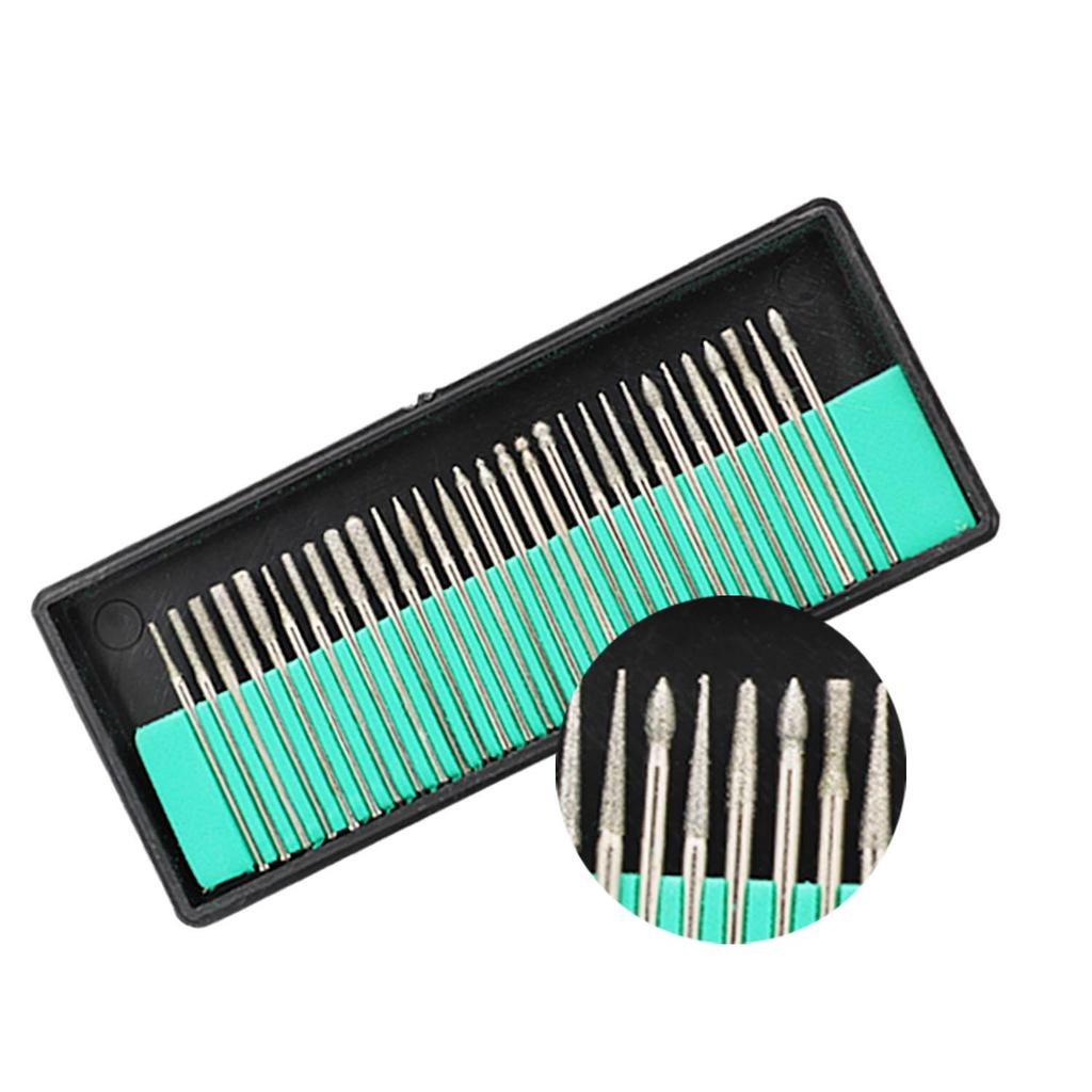 Набор алмазных фрез с хвостовиком 1/8 дюйма, набор сверл для вращающегося инструмента для шлифования металла, стекла, драгоценных камней