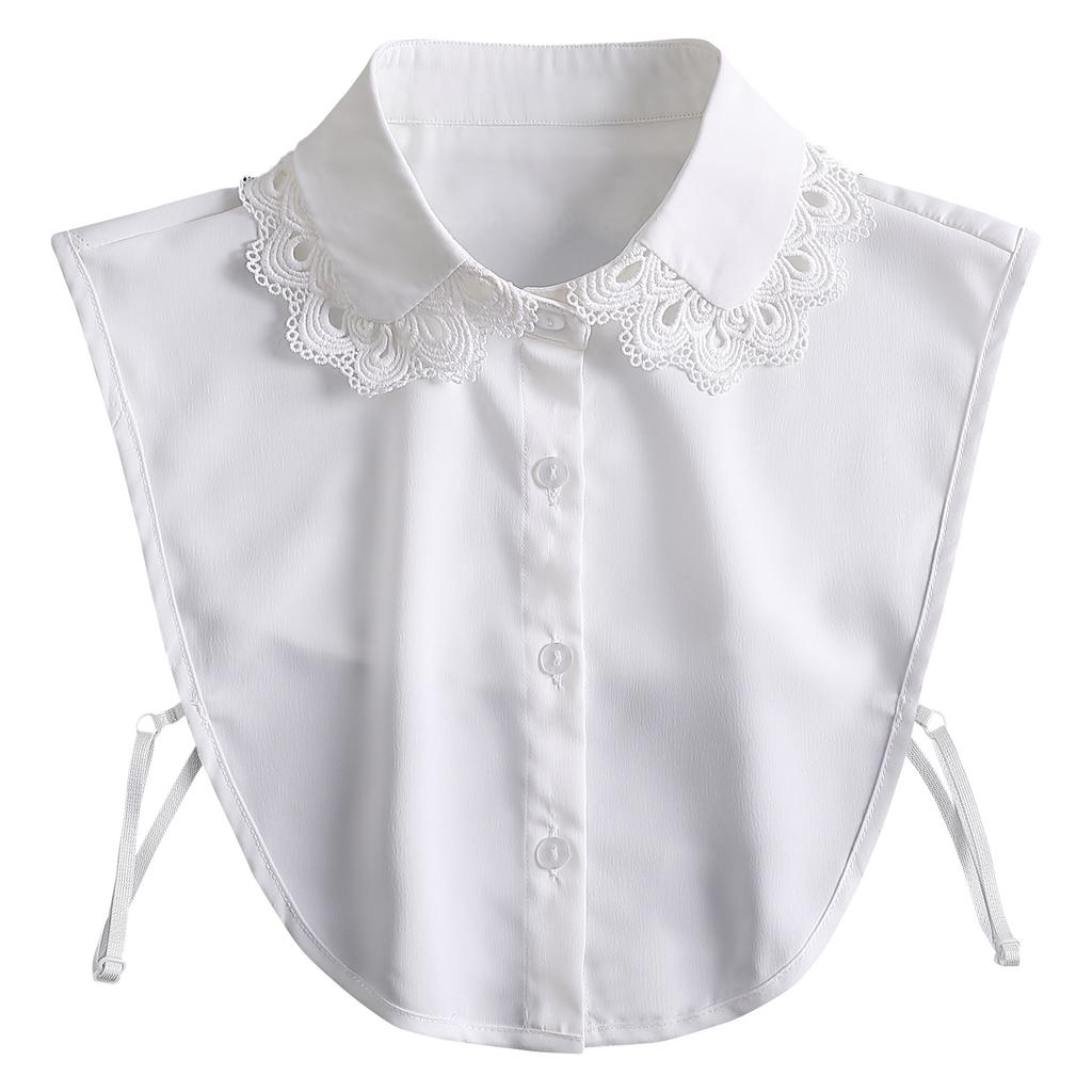Fashion  Front Tie White Fake Collar for Women Stand Detachable Collar Fake Girls Vintage Lace Ladies False Blouse Collar