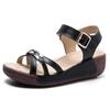 Fashion Platform Sandals Woman Summer 2024 New Open Toe Plus Size 35-41 Medium Heel Casual Wedges Sandals for Beach Office Buckle Strap