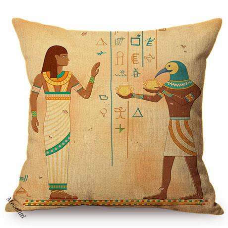 Ancient Egyptian Pharaoh Totem Vintage Home Decorative Throw Pillow Case Cotton Linen Tradition Culture Sofa Waist Cushion Cover