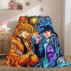 Фланелевое одеяло с принтом JoJo's Bizarre Adventure, Мультяшные персонажи для дивана, Уютный плед для спальни, Дорожный коврик_LIAN